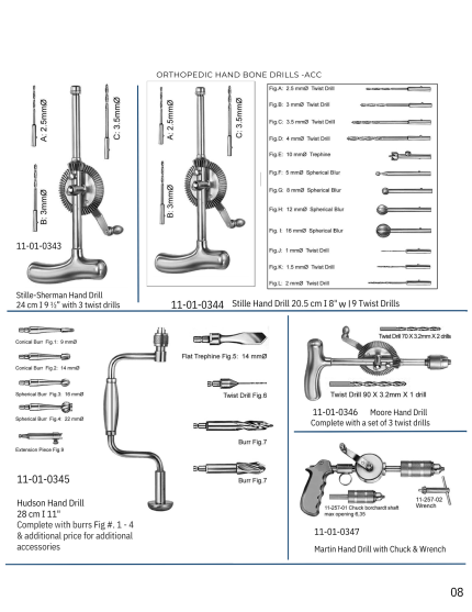 Orthopedic Hand Bone Drills & Accessories